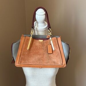 Coach Tan and Gray Suede Shoulder Bag